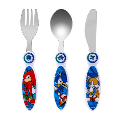 Sonic The Hedgehog Kids 6 Piece Reusable Dinner Set - Plate/Bowl/Cup/Knife/Fork/Spoon - Childrens Dinnerware Tableware Cutlery Set