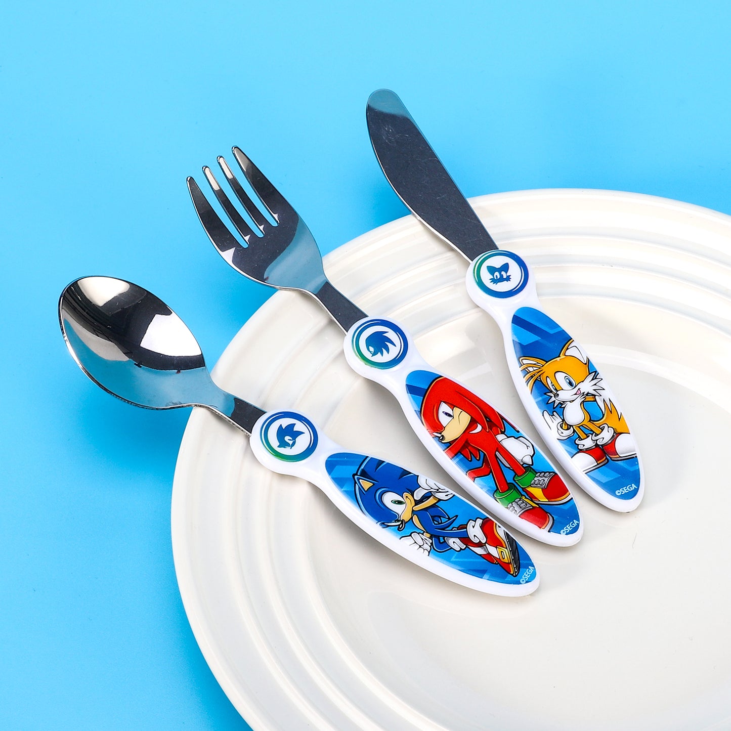 Sonic The Hedgehog Kids 6 Piece Reusable Dinner Set - Plate/Bowl/Cup/Knife/Fork/Spoon - Childrens Dinnerware Tableware Cutlery Set