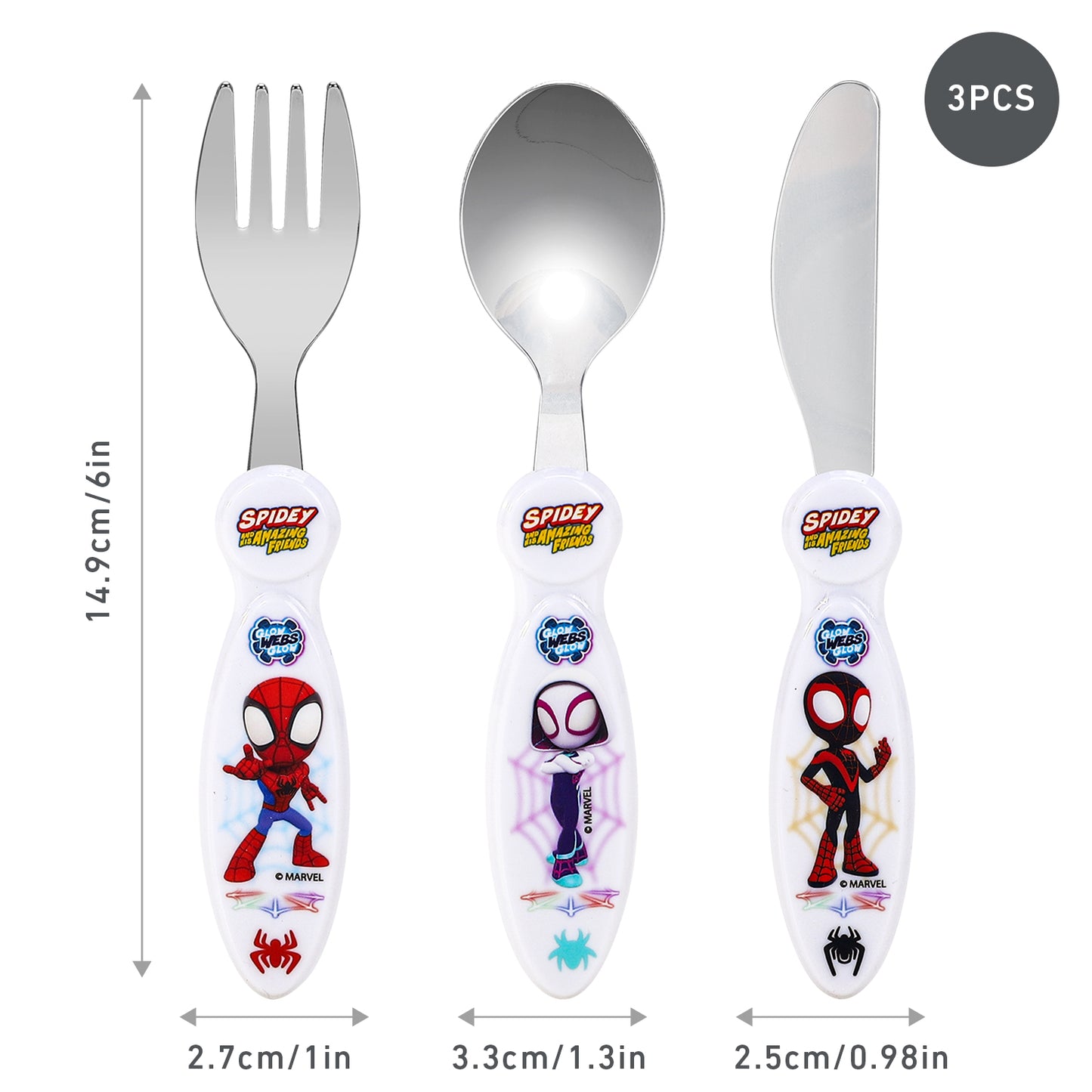 Spidey & Friends Children's Kids 3pcs Cutlery Set - Knife/Fork/Spoon