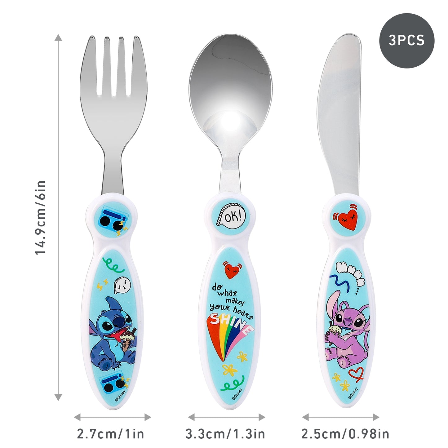 Stitch Children's Kids 3pcs Cutlery Set