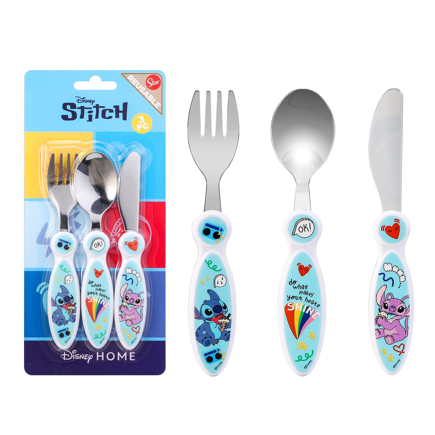 Stitch Children's Kids 3pcs Cutlery Set