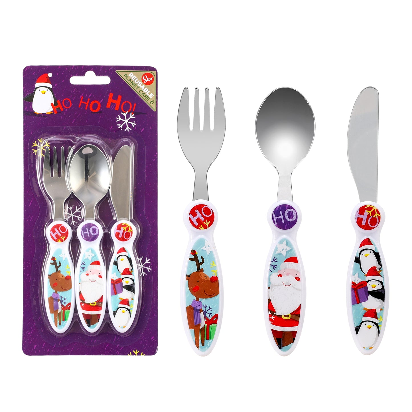 Christmas Children's Kids 3pcs Cutlery Set