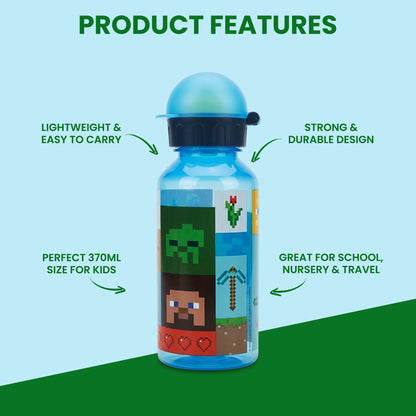 Minecraft 370ml Water Bottle for Kids School Drinks Bottle Made of Durable Material Reusable BPA Free