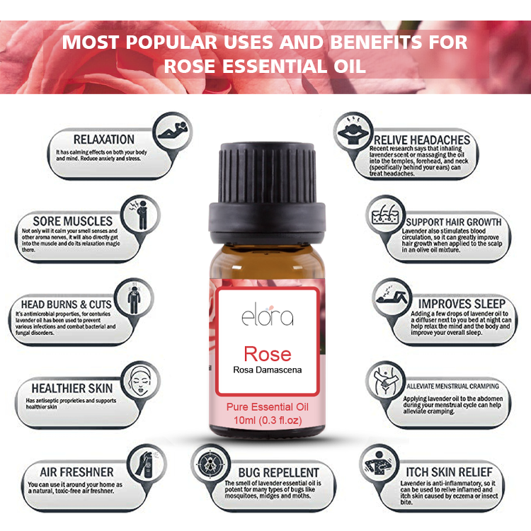 Elora Rose Essential Oil 10ml - 100% Pure Natural Essential Diffuser Oils