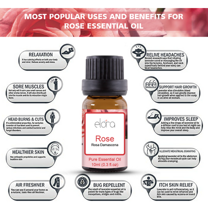 Elora Rose Essential Oil 10ml - 100% Pure Natural Essential Diffuser Oils