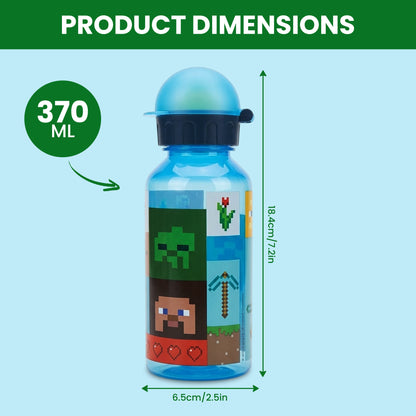 Minecraft 370ml Water Bottle for Kids School Drinks Bottle Made of Durable Material Reusable BPA Free