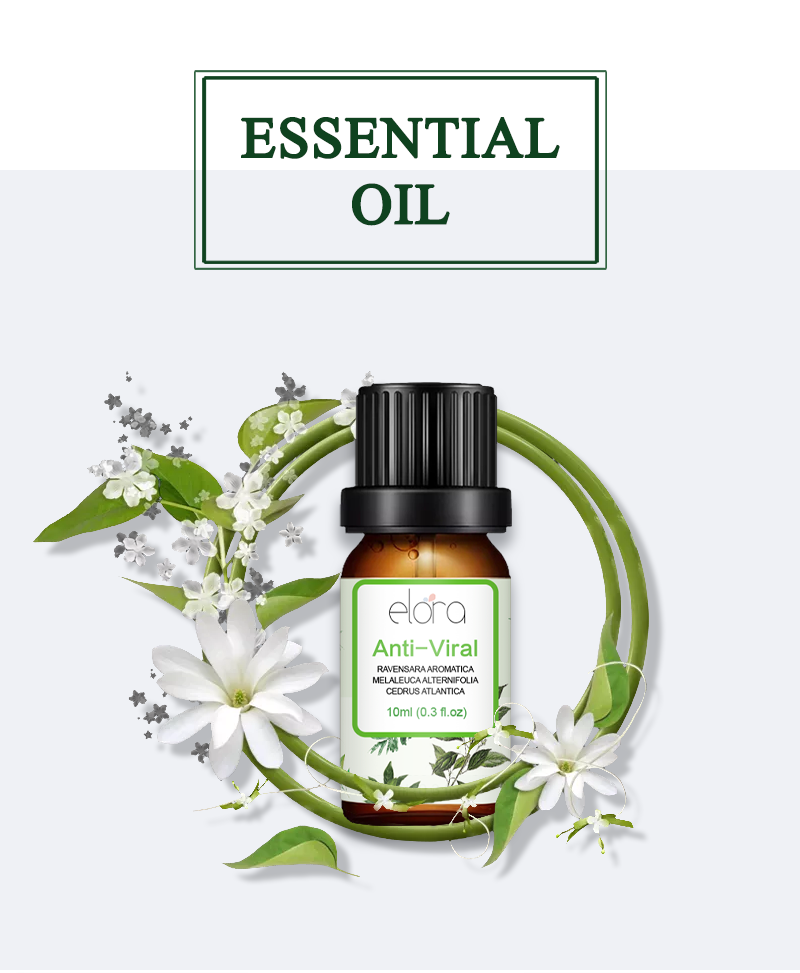 Elora 10ml Essential Oil - 100% Pure Natural Essential Oils for Diffuser, Humidifier, Aromatherapy, Sleep and Relaxation (10ml, Anti Viral (Ravensara, Tea Tree & Cedarwood Blend))