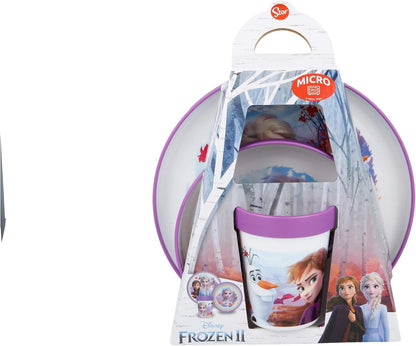 3 PCS BICOLOR PREMIUM SET (PLATE, BOWL & TUMBLER 260ML) FROZEN 2