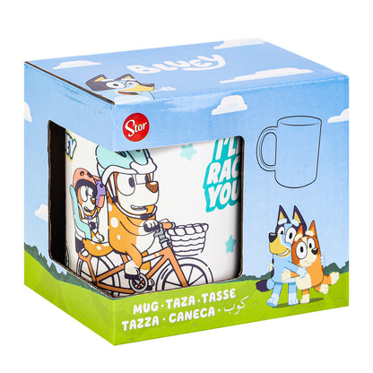 Bluey Family Fun 11oz Ceramic Mug, Bingo & Bandit Bike Ride 325ml Coffee Cup, Dishwasher & Microwave Safe, Officially Licensed Gift for Kids & Adults