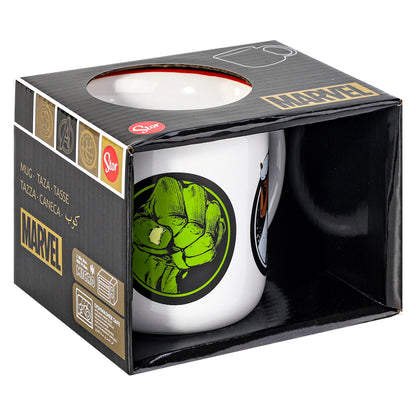 Marvel Avengers 14oz Ceramic Mug – Hulk, Thor, Iron Man & Captain America Icons 410ml Coffee Cup, Dishwasher & Microwave Safe, Officially Licensed Gift for Kids & Adults