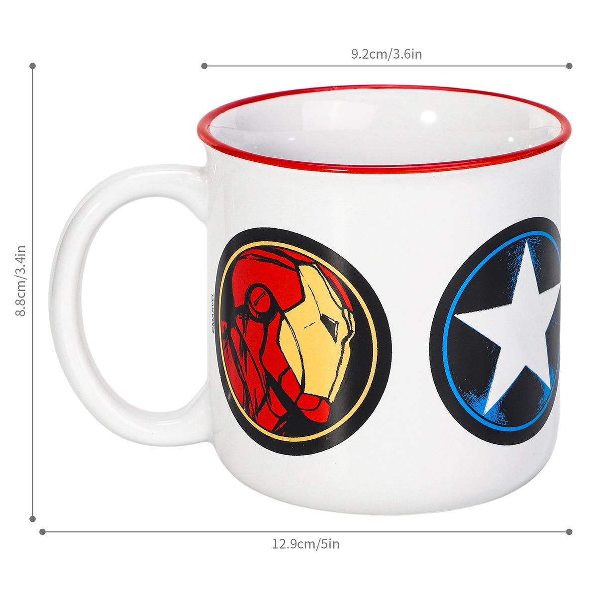 Marvel Avengers 14oz Ceramic Mug – Hulk, Thor, Iron Man & Captain America Icons 410ml Coffee Cup, Dishwasher & Microwave Safe, Officially Licensed Gift for Kids & Adults