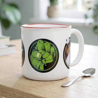 Marvel Avengers 14oz Ceramic Mug – Hulk, Thor, Iron Man & Captain America Icons 410ml Coffee Cup, Dishwasher & Microwave Safe, Officially Licensed Gift for Kids & Adults