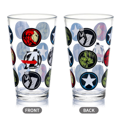 Marvel Avengers 480ml Glass and Twin Straw Set, 16.9oz Drinking Glass with 2 Reusable Metal Straws, Officially Licensed 3-Piece Kids Set