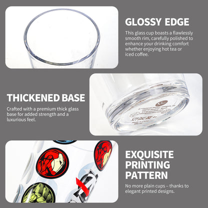 Marvel Avengers 480ml Glass and Twin Straw Set, 16.9oz Drinking Glass with 2 Reusable Metal Straws, Officially Licensed 3-Piece Kids Set