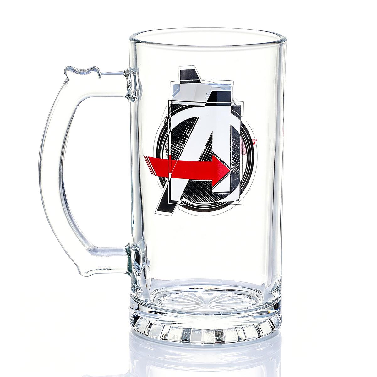 Marvel Avengers 500ml Glass Beer Mug, 16.9oz Tankard Stein with Handle, Officially Licensed Glassware