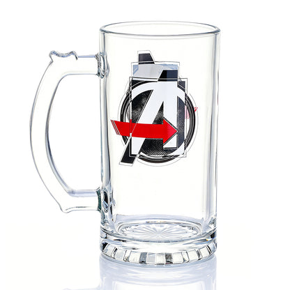 Marvel Avengers 500ml Glass Beer Mug, 16.9oz Tankard Stein with Handle, Officially Licensed Glassware