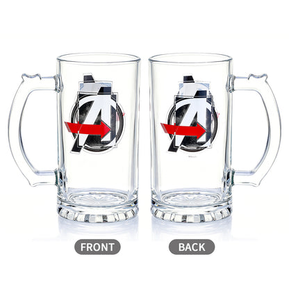Marvel Avengers 500ml Glass Beer Mug, 16.9oz Tankard Stein with Handle, Officially Licensed Glassware