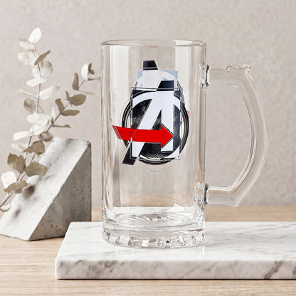 Marvel Avengers 500ml Glass Beer Mug, 16.9oz Tankard Stein with Handle, Officially Licensed Glassware