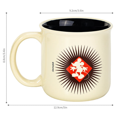 Disney Mickey Mouse 14oz Ceramic Mug Retro Vintage Sunburst Design 410ml Coffee Cup, Dishwasher & Microwave Safe, Officially Licensed Gift for Kids & Adults