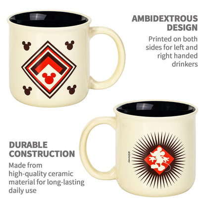 Disney Mickey Mouse 14oz Ceramic Mug Retro Vintage Sunburst Design 410ml Coffee Cup, Dishwasher & Microwave Safe, Officially Licensed Gift for Kids & Adults