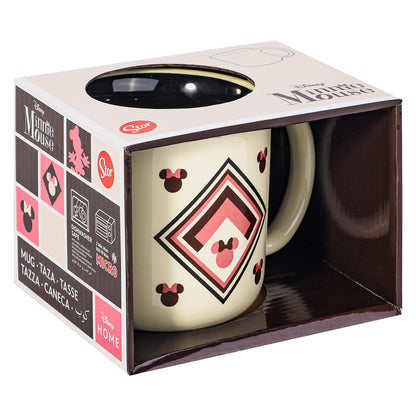 Disney Minnie Mouse 14oz Ceramic Mug Retro Vintage Sunburst Design 410ml Coffee Cup, Dishwasher & Microwave Safe, Officially Licensed Gift for Kids & Adults