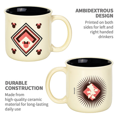 Disney Minnie Mouse 14oz Ceramic Mug Retro Vintage Sunburst Design 410ml Coffee Cup, Dishwasher & Microwave Safe, Officially Licensed Gift for Kids & Adults