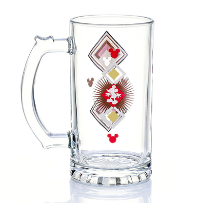 Disney Mickey Mouse 500ml Glass Beer Mug, 16.9oz Retro Geometric Tankard Stein with Handle, Officially Licensed Glassware