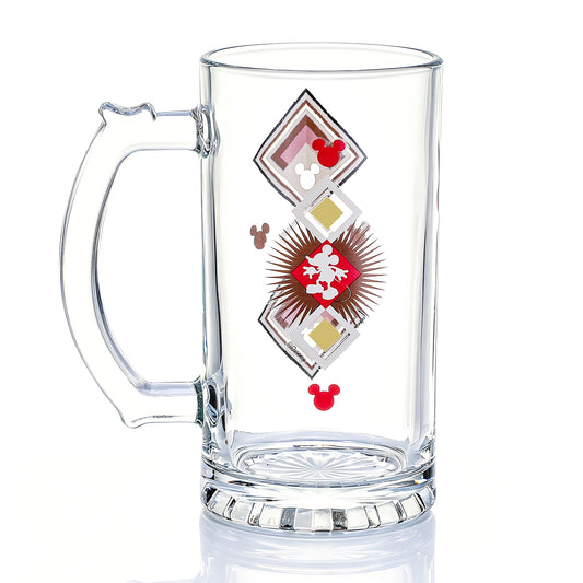Disney Mickey Mouse 500ml Glass Beer Mug, 16.9oz Retro Geometric Tankard Stein with Handle, Officially Licensed Glassware