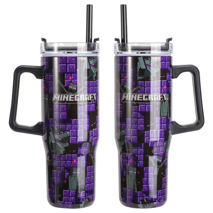 Minecraft 940mL/33oz Double Walled Vacuum Insulated Stainless Steel Tumbler Cup with Handle and Straw