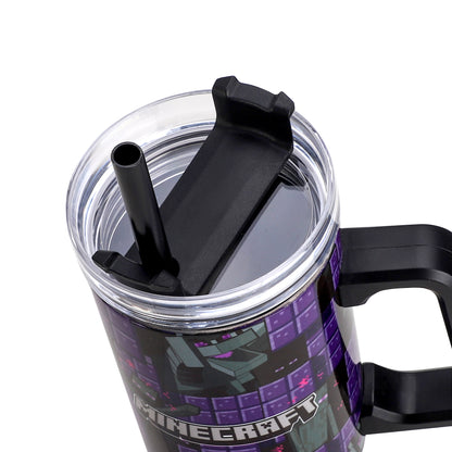 Minecraft 940mL/33oz Double Walled Vacuum Insulated Stainless Steel Tumbler Cup with Handle and Straw