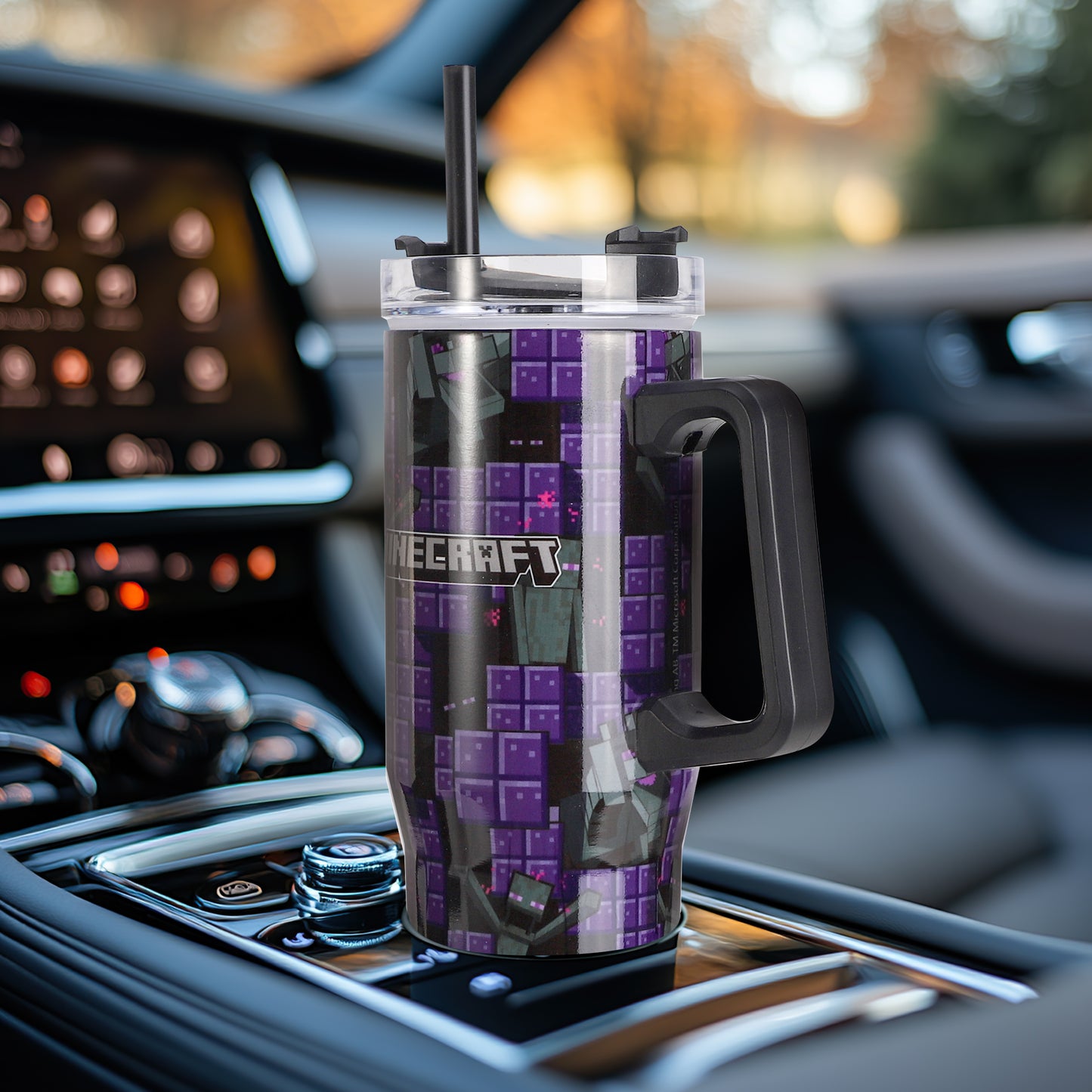 Minecraft 940mL/33oz Double Walled Vacuum Insulated Stainless Steel Tumbler Cup with Handle and Straw