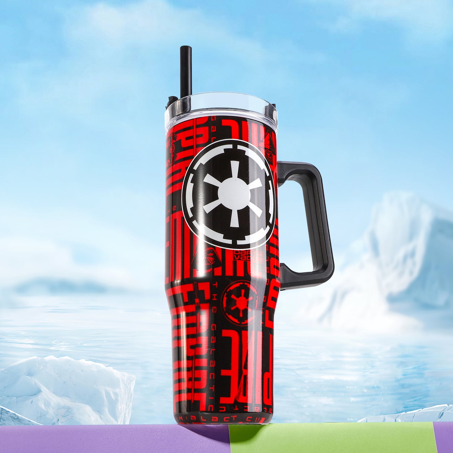 Star Wars 940mL/33oz Double Walled Vacuum Insulated Stainless Steel Tumbler Cup with Handle and Straw
