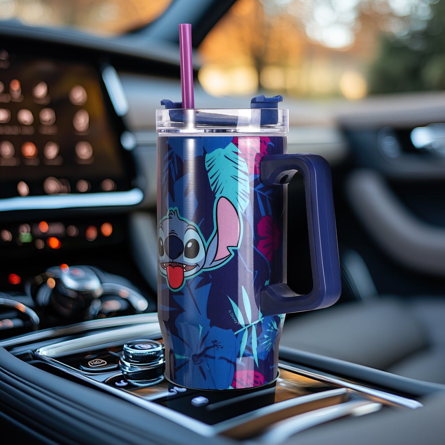 Stitch 940mL/33oz Double Walled Vacuum Insulated Stainless Steel Tumbler Cup with Handle and Straw