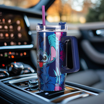 Stitch 940mL/33oz Double Walled Vacuum Insulated Stainless Steel Tumbler Cup with Handle and Straw