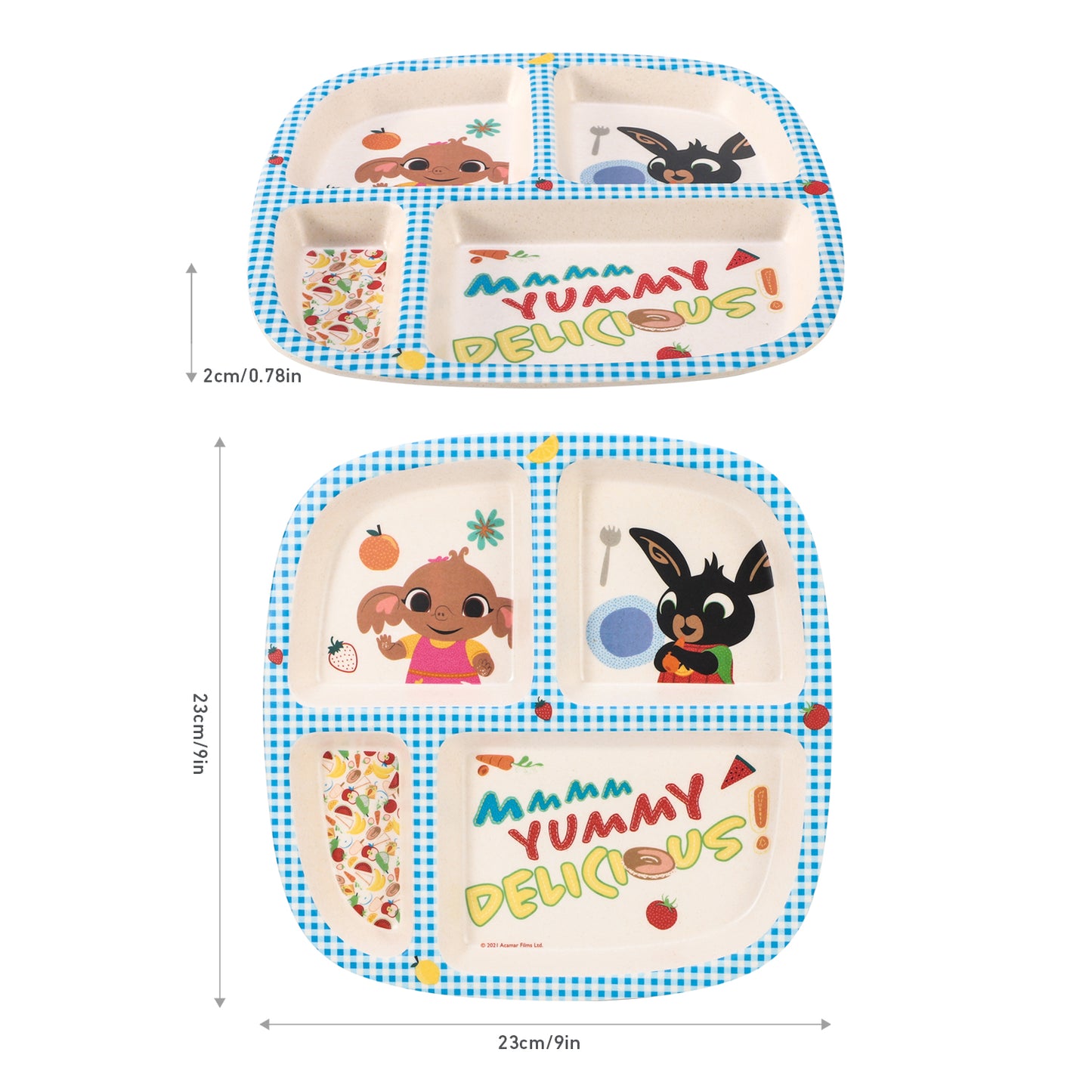 Bing 3 Section Childrens Divided Breakfast Lunch Dinner Plate