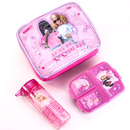 Barbie Kids Lunch Box Set – Insulated Lunch Bag, Multicompartment Lunch Box & 580ml Water Bottle, BPA Free
