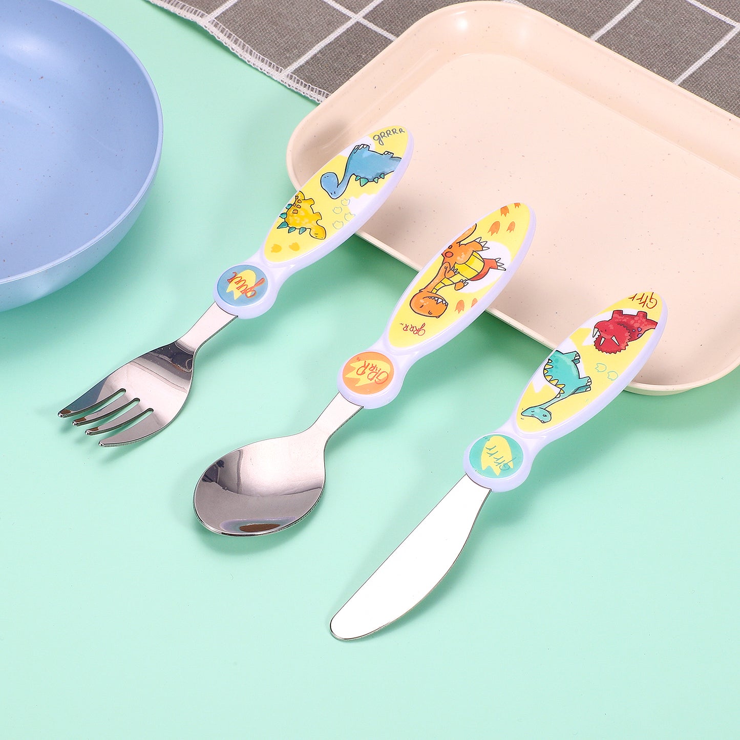 Dinosaurs Children's Kids 3pcs Cutlery Set