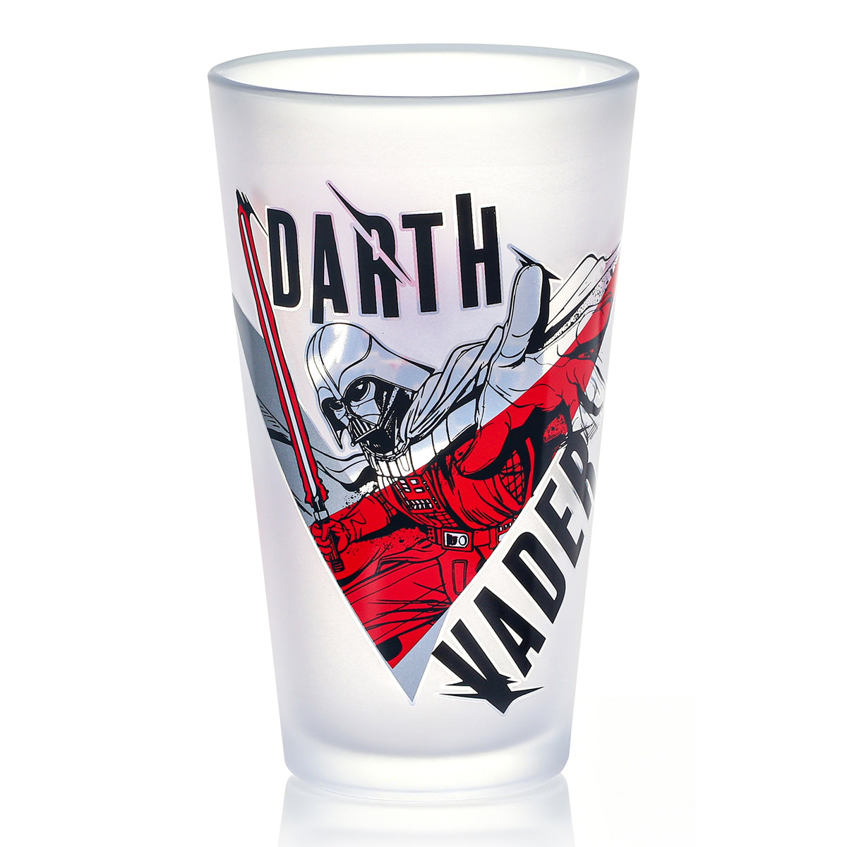 Star Wars 480ml Darth Vader Frosted Glass Tumbler, 16.9oz Drinking Glass Cup with Stormtrooper Design, Officially Licensed Kids Glassware, Thick Base