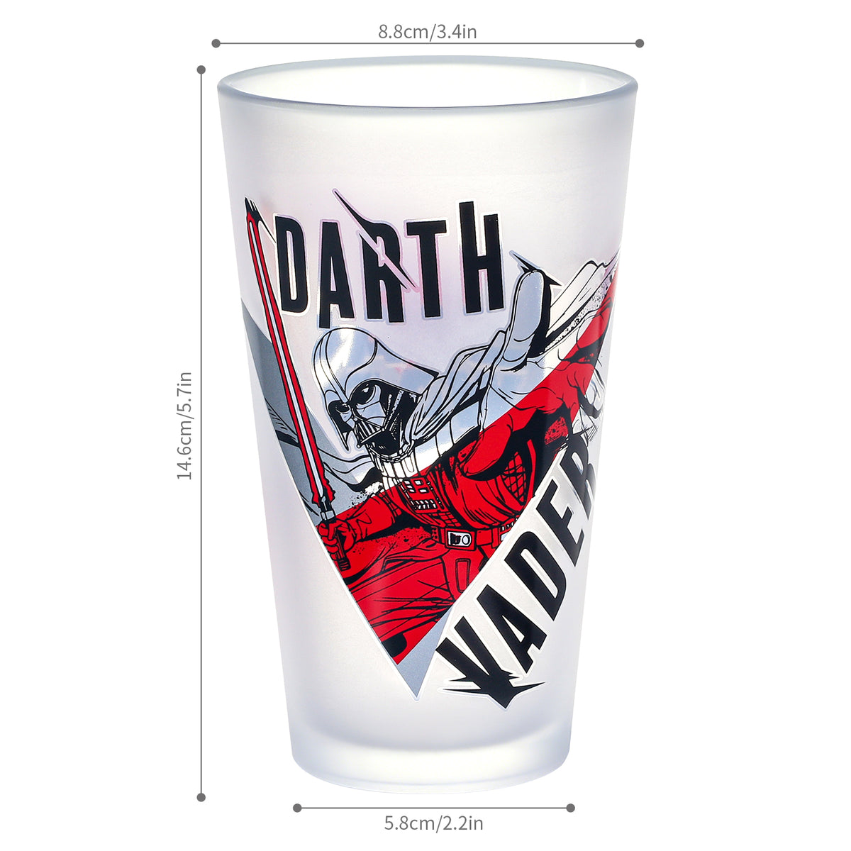 Star Wars 480ml Darth Vader Frosted Glass Tumbler, 16.9oz Drinking Glass Cup with Stormtrooper Design, Officially Licensed Kids Glassware, Thick Base