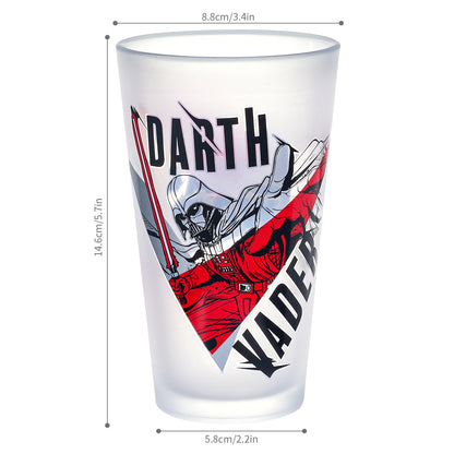 Star Wars 480ml Darth Vader Frosted Glass Tumbler, 16.9oz Drinking Glass Cup with Stormtrooper Design, Officially Licensed Kids Glassware, Thick Base