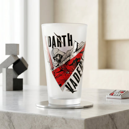 Star Wars 480ml Darth Vader Frosted Glass Tumbler, 16.9oz Drinking Glass Cup with Stormtrooper Design, Officially Licensed Kids Glassware, Thick Base