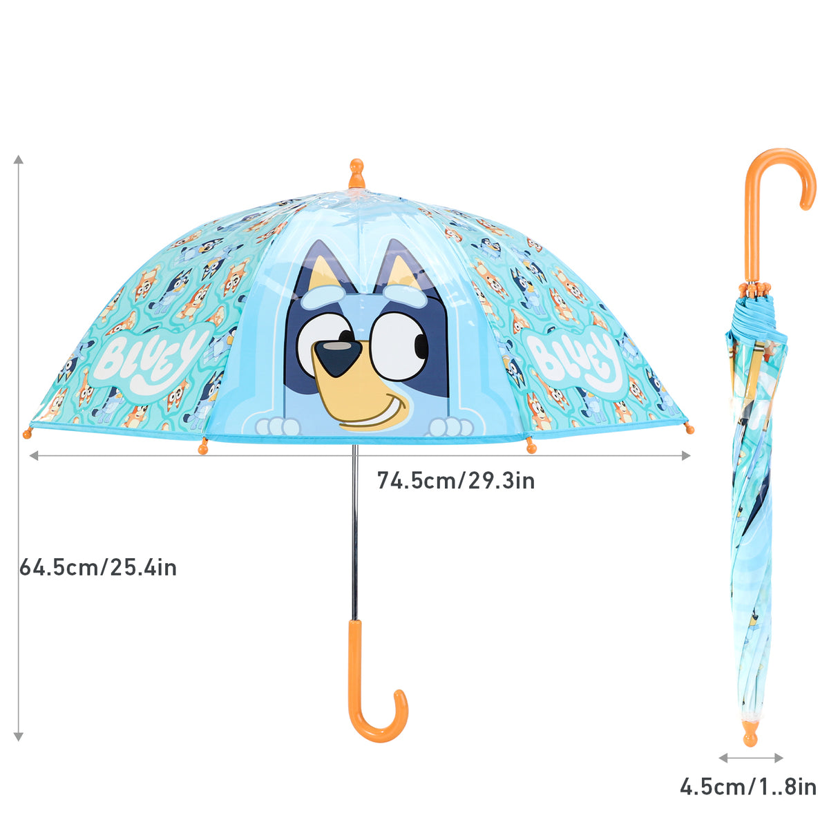 Bluey Dome Umbrella for Kids Childrens Boys Girls Brolly with Safety Opening