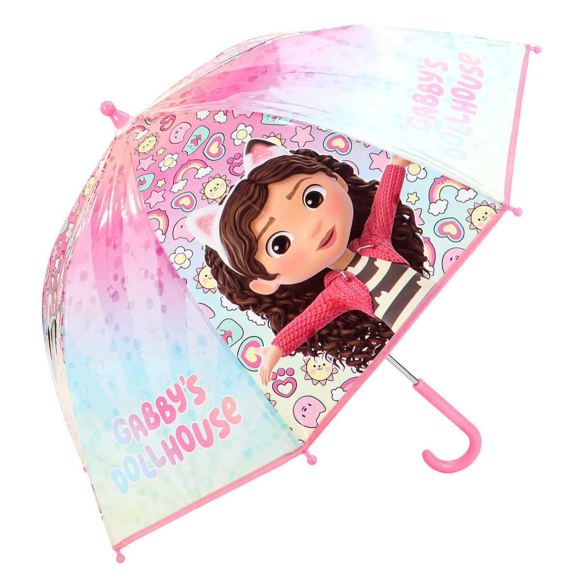 Gabby's Dollhouse Kids Dome Umbrella – Official Licensed Children's Character Toddler Umbrella, Strong, Lightweight & Windproof School Rain Umbrella for Girls & Boys, Child-Friendly Safety Opening