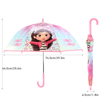 Gabby's Dollhouse Kids Dome Umbrella – Official Licensed Children's Character Toddler Umbrella, Strong, Lightweight & Windproof School Rain Umbrella for Girls & Boys, Child-Friendly Safety Opening