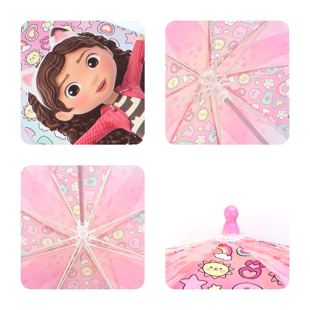 Gabby's Dollhouse Kids Dome Umbrella – Official Licensed Children's Character Toddler Umbrella, Strong, Lightweight & Windproof School Rain Umbrella for Girls & Boys, Child-Friendly Safety Opening