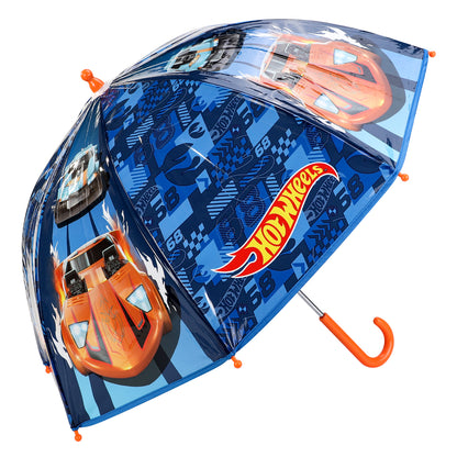 Hot Wheels Kids Dome Umbrella – Official Licensed Children's Character Toddler Umbrella, Strong, Lightweight & Windproof School Rain Umbrella for Girls & Boys, Child-Friendly Safety Opening