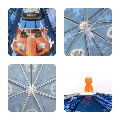 Hot Wheels Kids Dome Umbrella – Official Licensed Children's Character Toddler Umbrella, Strong, Lightweight & Windproof School Rain Umbrella for Girls & Boys, Child-Friendly Safety Opening