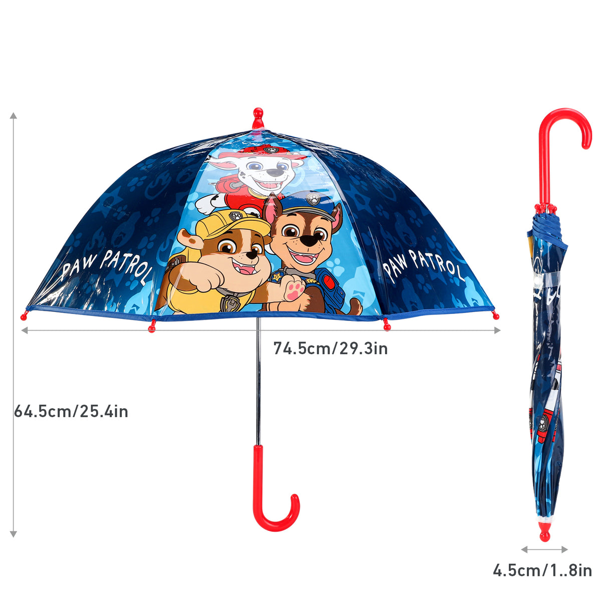 Paw Patrol Dome Umbrella for Kids Childrens Boys Girls Brolly with Safety Opening
