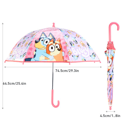 Bluey Kids Clear Dome Umbrella with Transparent See-Through Canopy