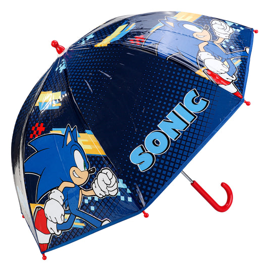 Sonic The Hedgehog Kids Clear Dome Umbrella Transparent See-Through Canopy